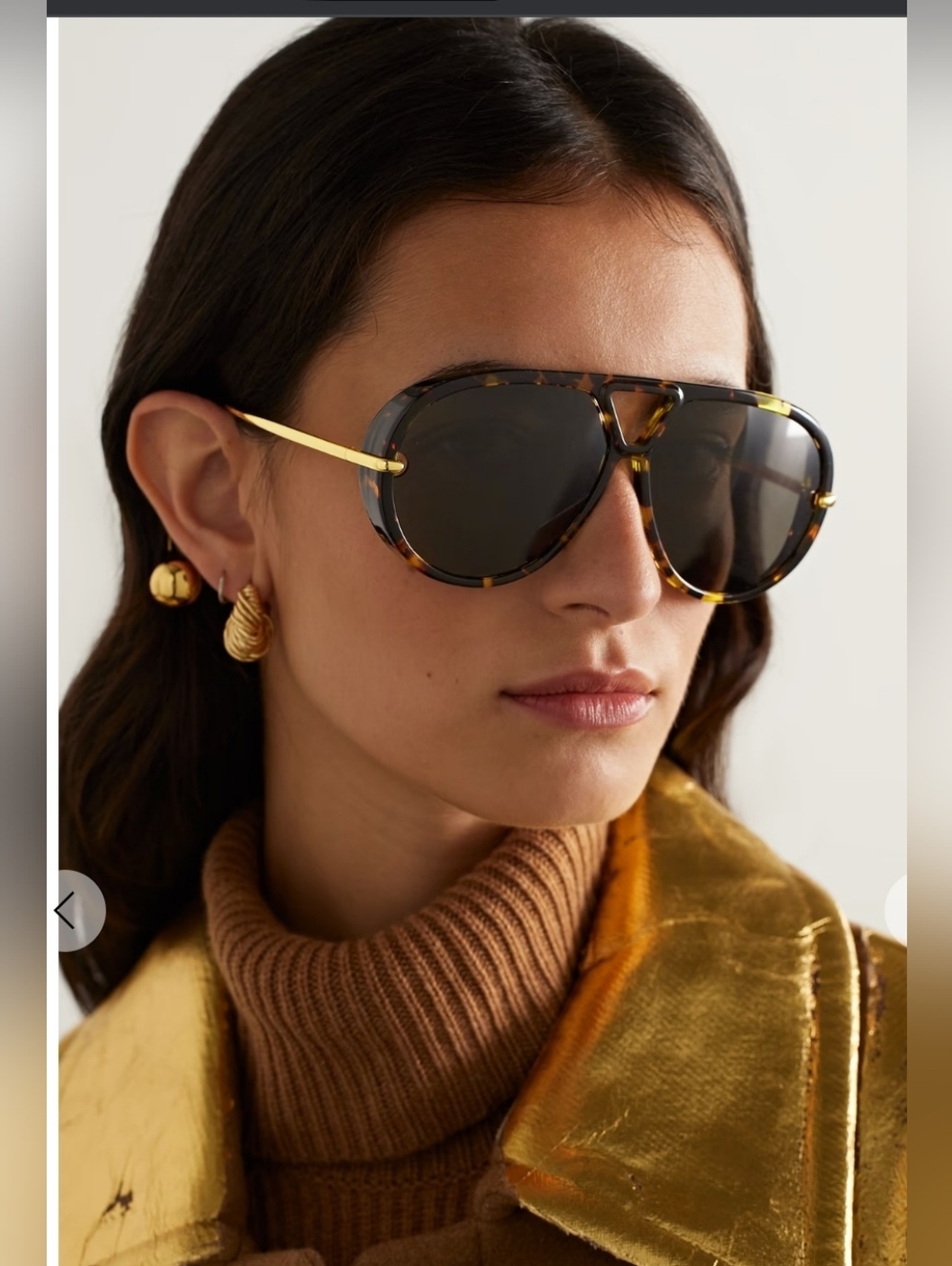 Bottega Veneta Tortoise Shell Sunglasses with Gold Accent EUC
